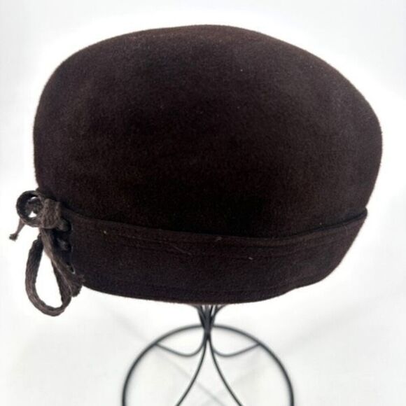 Vintage Women's Rabbit Hair Lace Felt Pillbox Hat Cap Chocolate Brown One Size - Picture 2 of 9